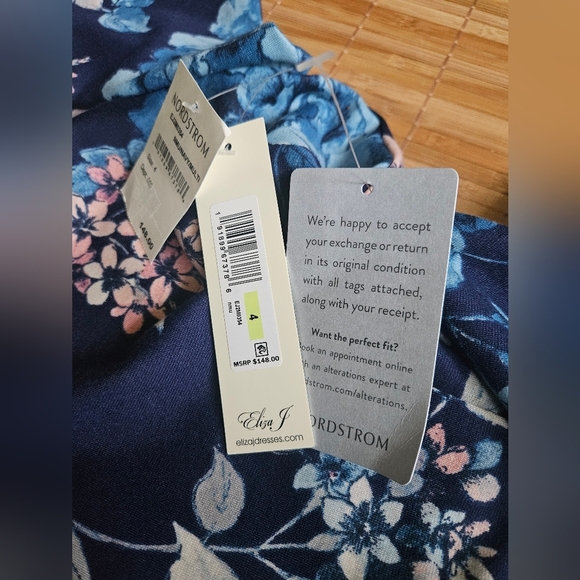Eliza J- Women's   Navy and Pink Floral Summer Dress SZ 4 NWT. - Picture 6 of 6